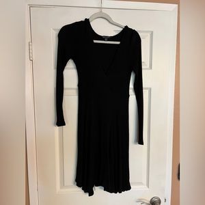 AE aerie knit mini dress black long sleeve skater